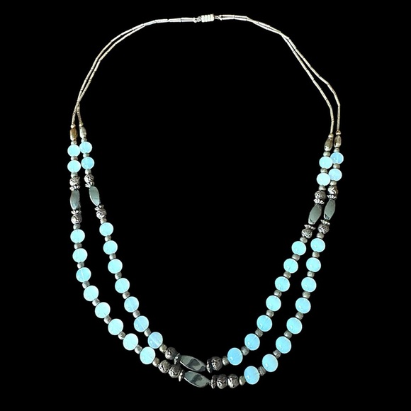 Vintage Moonstone & Hematite Double Strand Beaded Necklace - Picture 1 of 6